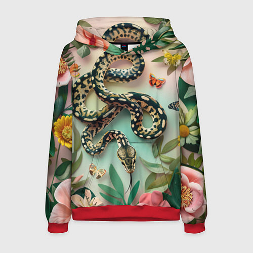 Мужская толстовка Змея и бабочки / 3D-Красный – фото 1