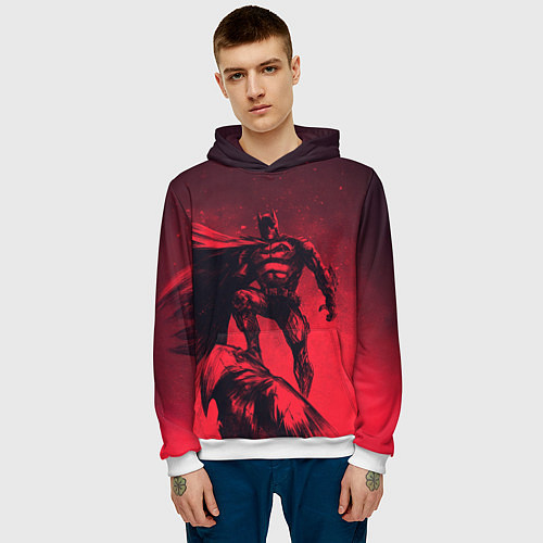 Мужская толстовка Batman - art / 3D-Белый – фото 3