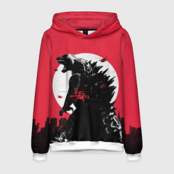 Толстовка-худи мужская Godzilla destroys the city, цвет: 3D-белый