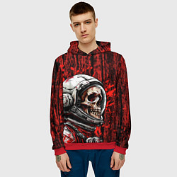 Толстовка-худи мужская Космонавт череп, цвет: 3D-красный — фото 2