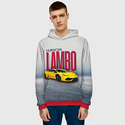 Толстовка-худи мужская Итальянский суперкар Lambo Huracan, цвет: 3D-красный — фото 2