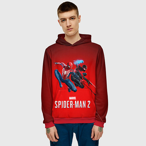 Мужская толстовка Два паука Marvel spider man 2 / 3D-Красный – фото 3