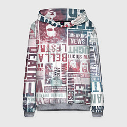 Толстовка-худи мужская Паттерн газеты - Гарри Поттер Сириус Блэк и Люциус, цвет: 3D-меланж