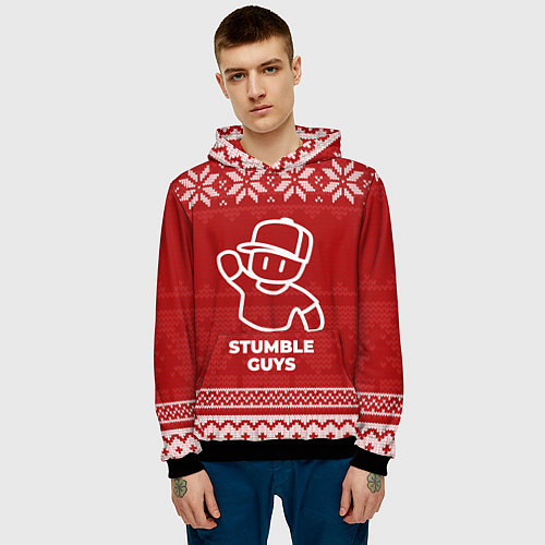Мужская толстовка Новогодний Stumble Guys / 3D-Черный – фото 3