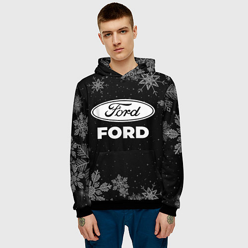 Мужская толстовка Снежный Ford / 3D-Черный – фото 3