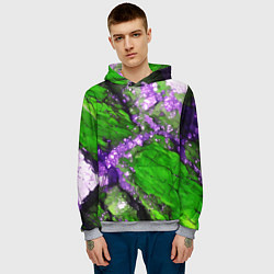 Толстовка-худи мужская Фиолетовый минерал в зелёном камне, цвет: 3D-меланж — фото 2