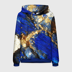 Толстовка-худи мужская Золотой минерал в синем камне, цвет: 3D-синий