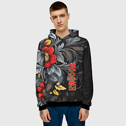 Толстовка-худи мужская Россия - цветочный узор, цвет: 3D-черный — фото 2