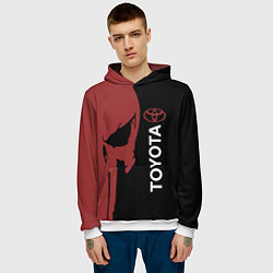 Толстовка-худи мужская Toyota и череп, цвет: 3D-белый — фото 2