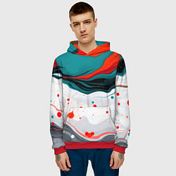 Толстовка-худи мужская Эбру красочная абстракция, цвет: 3D-красный — фото 2