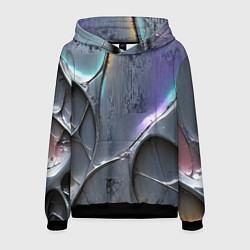 Толстовка-худи мужская Полированный серебряный металл, цвет: 3D-черный