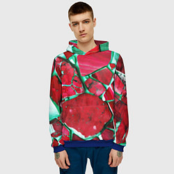 Толстовка-худи мужская Зеленый минерал в красном камне, цвет: 3D-синий — фото 2