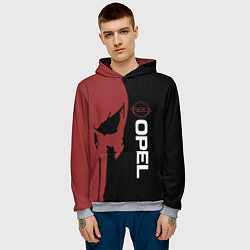 Толстовка-худи мужская Опель и череп, цвет: 3D-меланж — фото 2