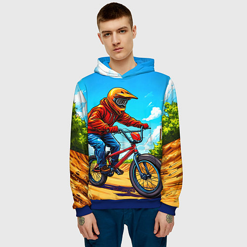 Мужская толстовка BMX трюкач / 3D-Синий – фото 3