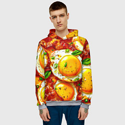 Толстовка-худи мужская Яичница с беконом, цвет: 3D-меланж — фото 2