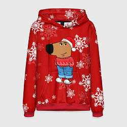 Толстовка-худи мужская Чиловый парень и снежинки, цвет: 3D-красный