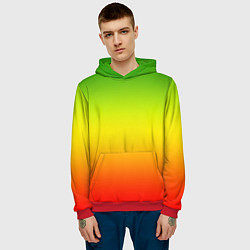 Толстовка-худи мужская Градиент сочный зелёно-жёлто-красный, цвет: 3D-красный — фото 2