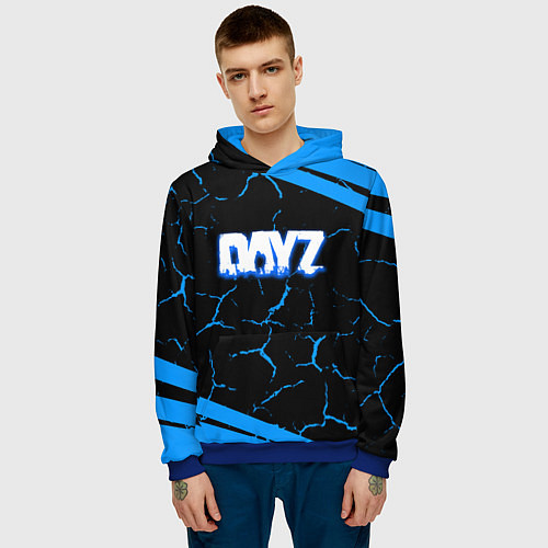 Мужская толстовка Dayz полосы трещины лого / 3D-Синий – фото 3