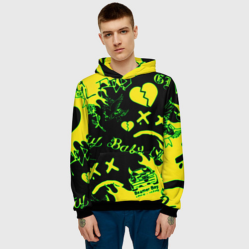 Мужская толстовка Lil Peep кислотные автографы / 3D-Черный – фото 3