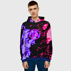 Толстовка-худи мужская Linkin park огненные краски, цвет: 3D-синий — фото 2