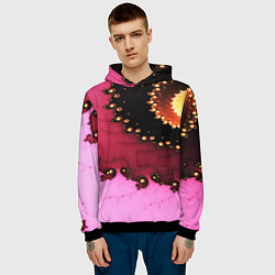 Толстовка-худи мужская Фрактал узор розовый, цвет: 3D-черный — фото 2
