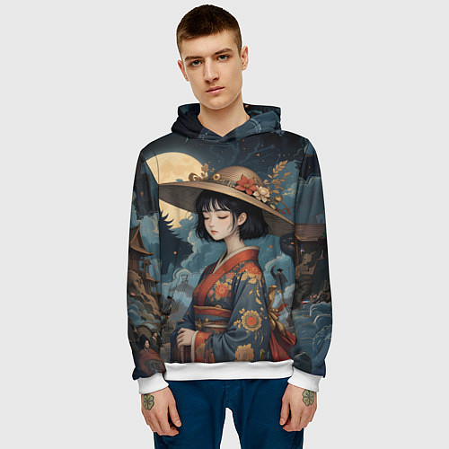 Мужская толстовка Аниме таинственная шляпка / 3D-Белый – фото 3