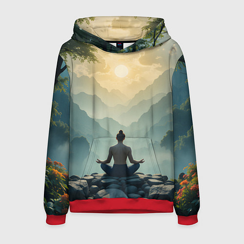 Мужская толстовка Медитация на рассвете / 3D-Красный – фото 1