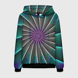 Толстовка-худи мужская Оптический узор неоновый, цвет: 3D-черный