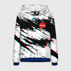 Толстовка-худи мужская Nasa glitch color, цвет: 3D-синий
