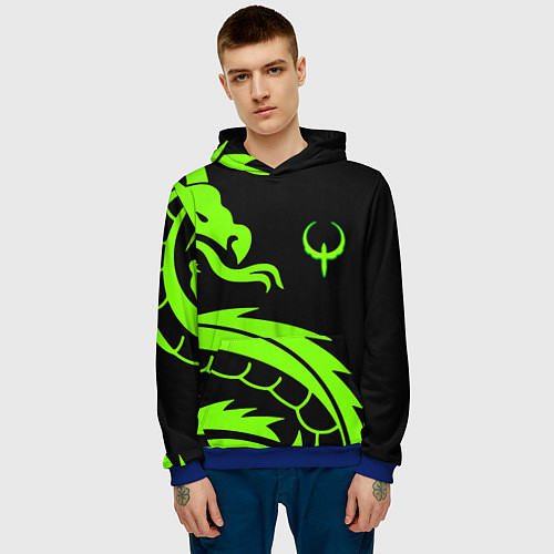 Мужская толстовка Квейк кислотный дракон лого / 3D-Синий – фото 3