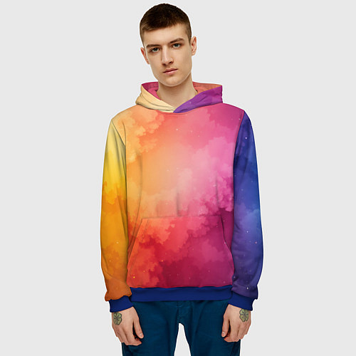 Мужская толстовка Облака краски / 3D-Синий – фото 3