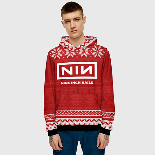 Мужская толстовка Новогодний Nine Inch Nails / 3D-Черный – фото 3