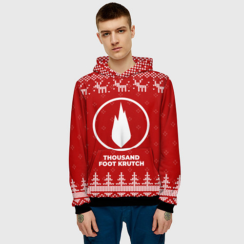 Мужская толстовка Новогодний Thousand Foot Krutch с оленями / 3D-Черный – фото 3