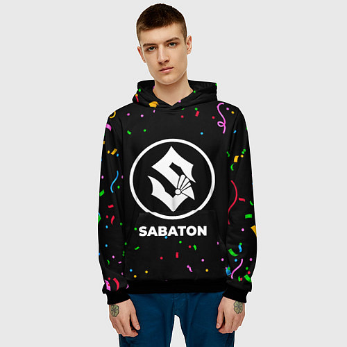 Мужская толстовка Sabaton конфети / 3D-Черный – фото 3