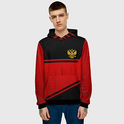 Толстовка-худи мужская Россия герб геометрия, цвет: 3D-черный — фото 2