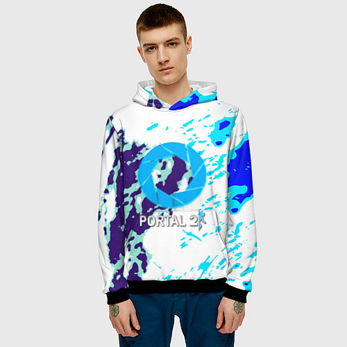 Мужская толстовка Portal краски синие / 3D-Черный – фото 3