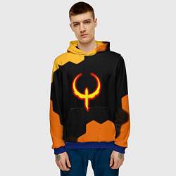 Толстовка-худи мужская Квейк соты огненное лого, цвет: 3D-синий — фото 2