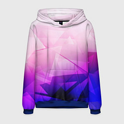 Толстовка-худи мужская Неоновая геометрия осколки, цвет: 3D-синий