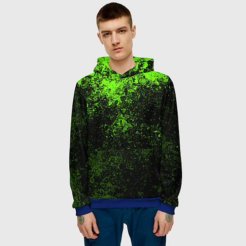 Мужская толстовка Зеленые брызги красок / 3D-Синий – фото 3