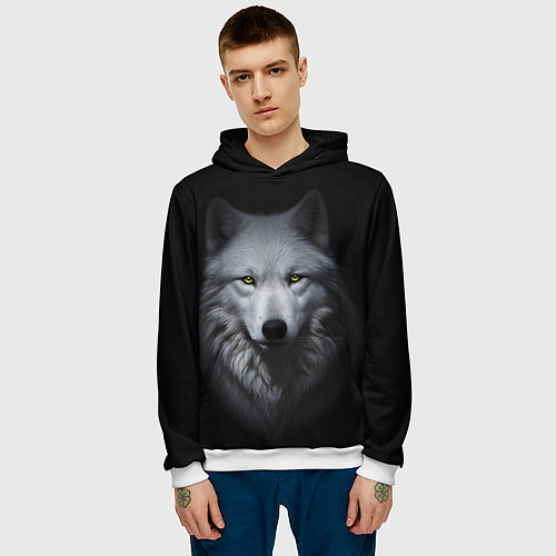 Мужская толстовка Белый волк Белобог / 3D-Белый – фото 3