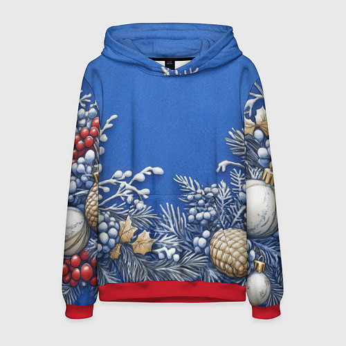 Мужская толстовка Новогодние веточки / 3D-Красный – фото 1