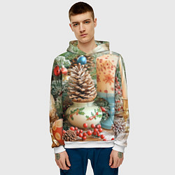 Толстовка-худи мужская Новогодняя атрибутика, цвет: 3D-белый — фото 2