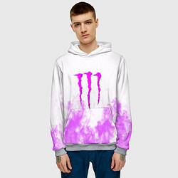 Толстовка-худи мужская Monster energy neon flame, цвет: 3D-меланж — фото 2