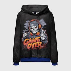 Толстовка-худи мужская Скелет геймер с геймпадом, цвет: 3D-синий