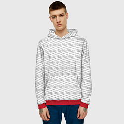 Толстовка-худи мужская Паттерн из фразы о бесполезности волнения, цвет: 3D-красный — фото 2