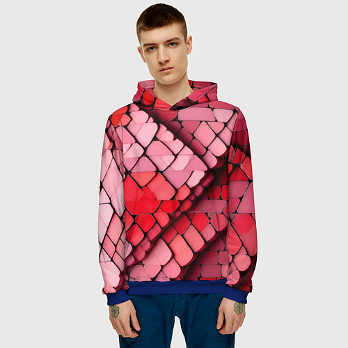 Мужская толстовка Красные рельефные плитки / 3D-Синий – фото 3