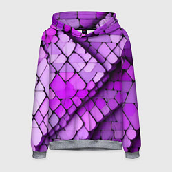 Толстовка-худи мужская Фиолетовые рельефные плитки, цвет: 3D-меланж
