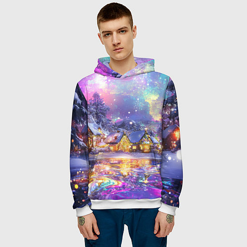 Мужская толстовка Настроение рождества / 3D-Белый – фото 3
