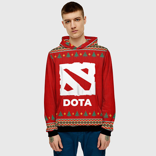 Мужская толстовка Dota new year / 3D-Черный – фото 3