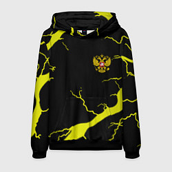 Толстовка-худи мужская Россия шторм герб, цвет: 3D-черный